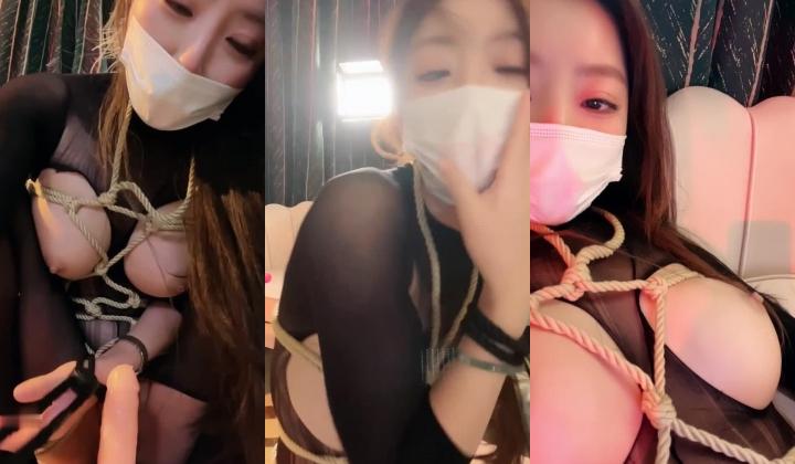 女神再度大秀【夏树】坚实美乳 连体黑丝绳艺捆绑 自慰喷水