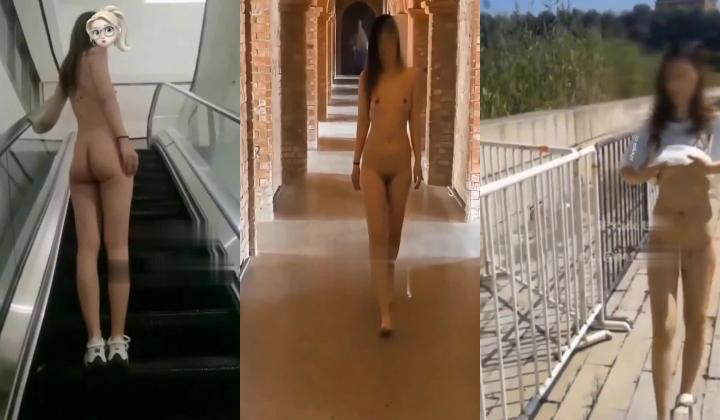 ️东北极品骚母狗【米拉de世界】，爱露出全裸逛遍大街小巷，吃主人肉棒调教