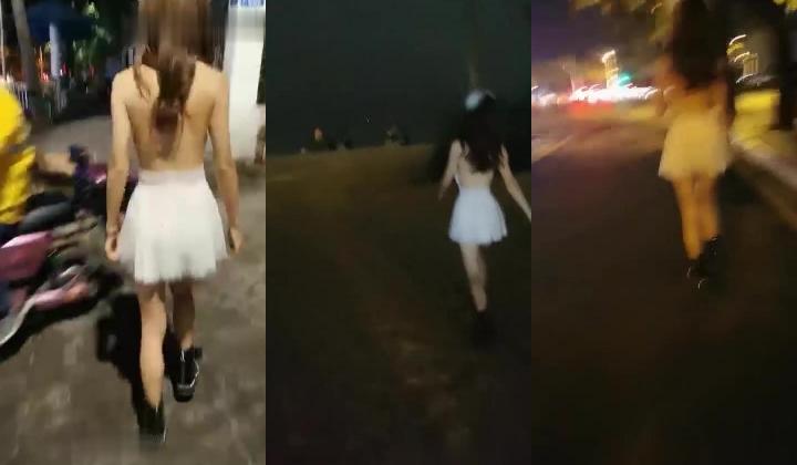 海南街头惊现裸女，一小时进账两万，【SM大表姐】真空上街，水果店，海滩撒尿，勾搭路边售楼小哥摸奶