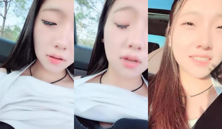 年轻嫩妹子户外驾车，停车后排座做爱，深喉口交无套操刮毛逼射在外阴上