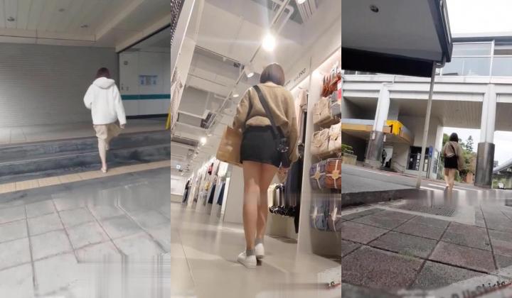 风骚长腿女孩不穿内裤坐地铁被跟踪偷拍，公共露出干净无毛逼
