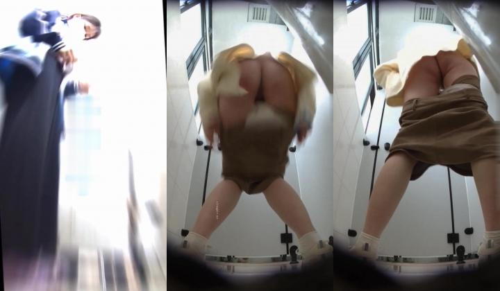 【魔手外购】，看脸看逼，固定机位偸拍，校园女厕超多小学姐方便，有美女还有制服的，各种大屁股