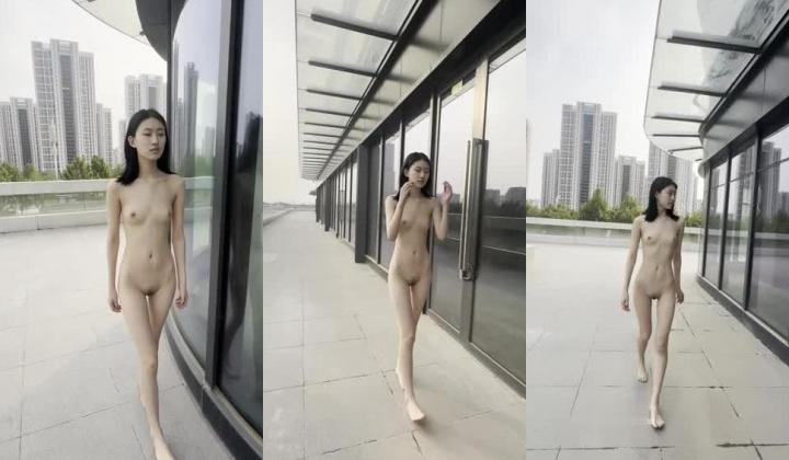 苗条文静眼镜美少女各种户外场景大胆露出，天桥，江边各种人前极限露出，人前女神 人后小狗
