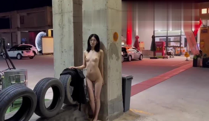 苗条文静眼镜美少女各种户外场景大胆露出，天桥，江边各种人前极限露出，人前女神 人后小狗