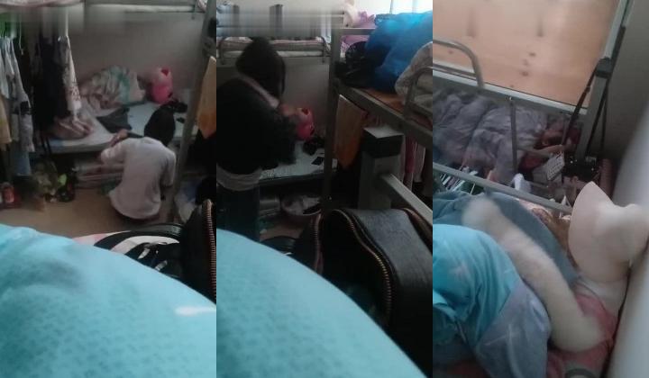 宿舍里的小学妹好骚啊，室友都在屋内自己偷偷在上铺玩跳弹，逼毛没几根跳弹抽插淫水还不少，出去偷偷喷