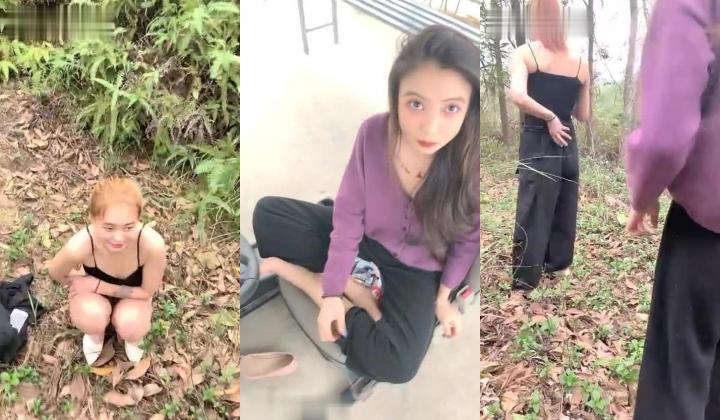 两个挺嫩妹子【骚劲小妖精】驾车户外玩，驾校练习场露出裸奔逼逼抽烟