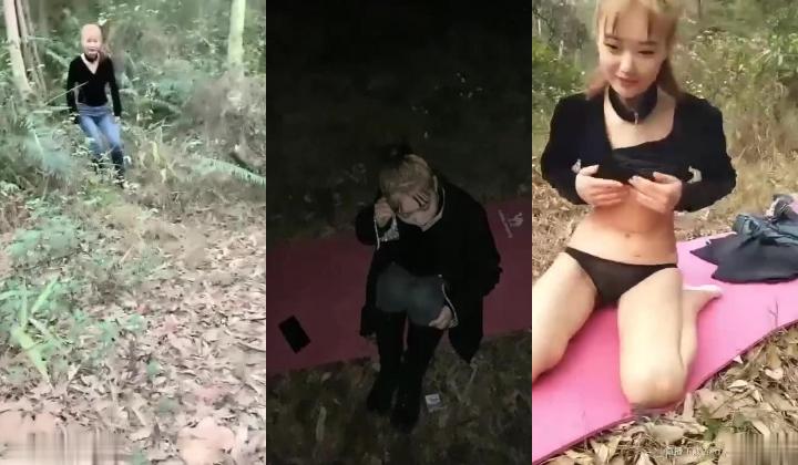 【骚劲小妖精】驾车带着挺嫩金发妹子山上玩，脱光光瑜伽垫上大黑牛玩弄，插入震动玩到天黑再下山