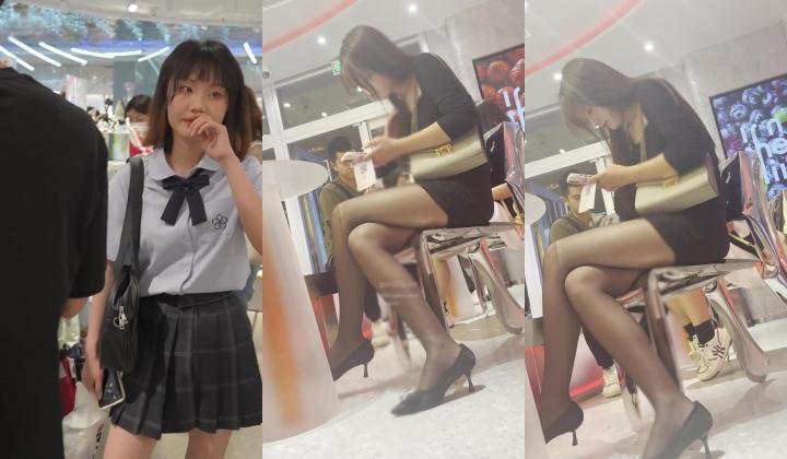 大神偷拍美女 超短jk制服美女..笑容甜美可爱弯腰屁股坐镜头 极品外围级黑色包臀裙黑丝美女白内