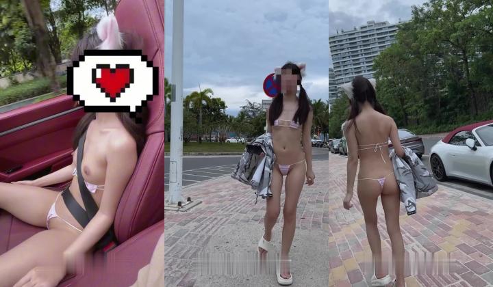 【露出博主-AZINABUER】骚母狗御姐，穿着情趣内衣户外人前露出，路人就从面前经过也是大胆露出，还有浑身写着淫荡文字在各个地方露出，头一次见这么漂亮大胆的