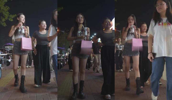【步行街抄底】年轻靓女，逼是有炎症吗，不断去抠大腿根部，少妇穿后妈裙有性欲，夹逼内裤有感觉