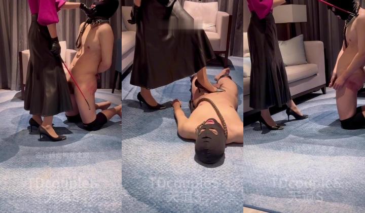 【天道夫妻】女王调教双男排队接受调教拉屎给男M吃束缚捆绑⒁