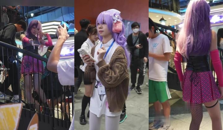 【会展抄底】颜值嫩妹,好身材大长腿，白丝配白内确实骚，裸腿黑内更够味
