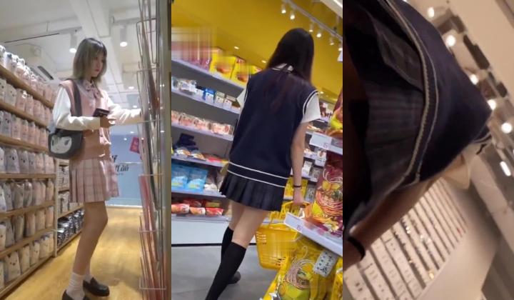 精选超市跟随抄底两个JK美眉 皮肤白皙 大屁屁一摆一摆好性感 高清