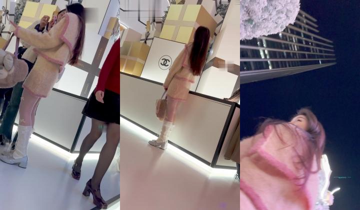 【KFC】靓女为了美冬天光腿拍摄 白色骚丝袜淡蓝色内
