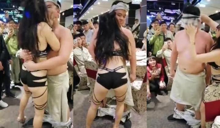 宝岛三阳摩托车公司庆功宴，请来小姐大尺度色情表演，搞的男性狼友一顿嚎叫