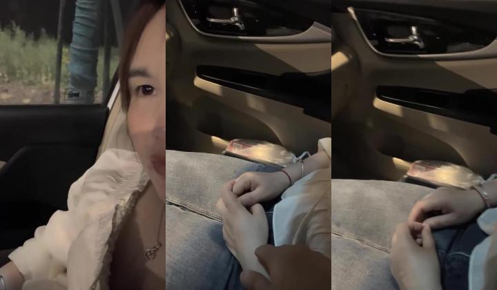 大晚上驾车接上加班的少妇！野外路边草丛操逼！脱下裤子打灯光掰穴，特写视角后入，无套内射