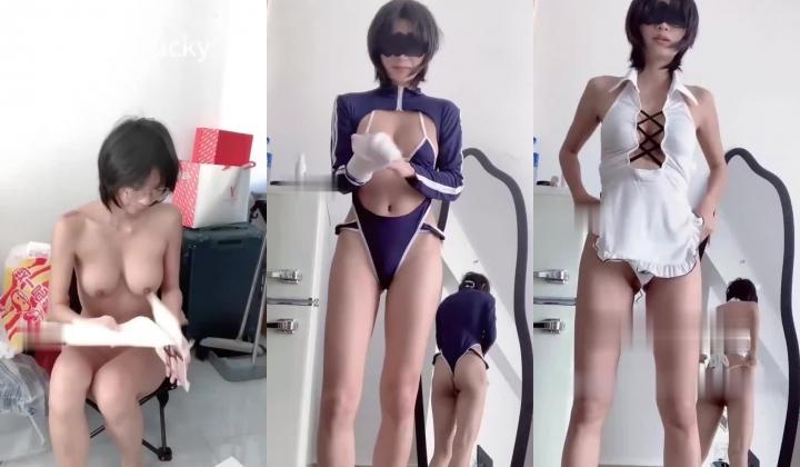 推特上的独特赛道，美女全裸测评，【Gulili谷鲤里】福利合集，测评各种情趣内衣女仆装，大胸露脸