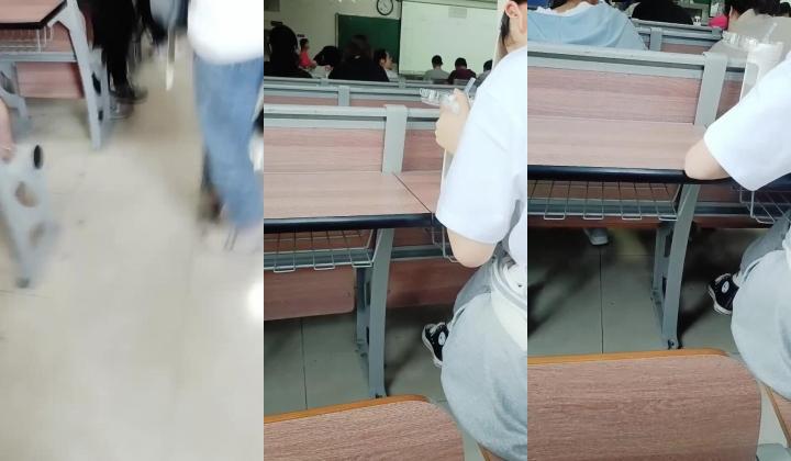【大三丫头】，成都某大学，帆布鞋牛仔裙美女，，课堂上逼里塞跳蛋，课间跑厕所，拔出跳蛋撒尿，真实校