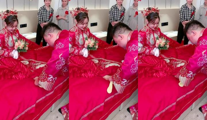 最美新娘 婚礼闹洞房 定妆婚纱漏点 新娘借钱裹照 豪乳新娘大胆私拍