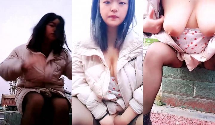 【户外】【茜茜小母狗】合集，户外露出刺激，高速公路，公交车站，男厕所~玩的就是心跳