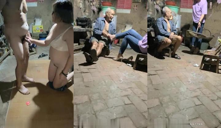 老头草逼好疯狂，骚逼少妇农村勾搭一个人在家的老大爷，给大爷口交大鸡巴还挺硬，各种抽插爆草威风不减