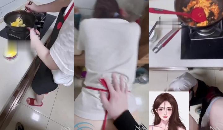 和楼下的美少妇在厨房偷情 一边炒菜一边在灶台子上操