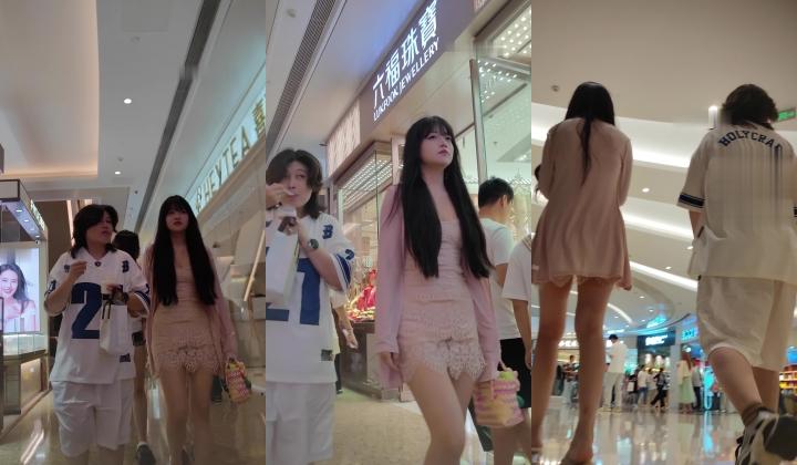 【商场抄底】极品小靓女，应该是对百合，玉足特写，屁穴紧致，可惜被女人玩了