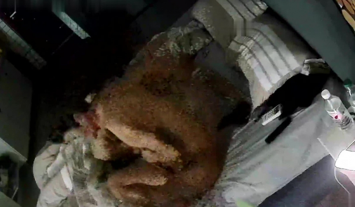 酒店偷拍样子可爱的颜值美女和健身猛男开房被干了两次
