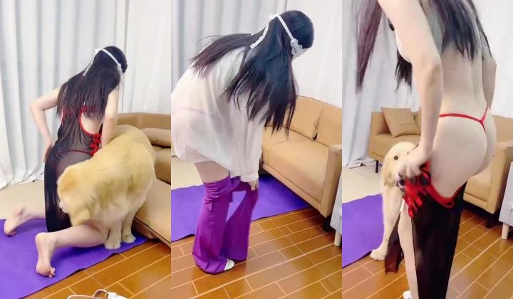 天花板级猎奇系列【香香公主和她的爱犬】性感美女被狗狗内射，这TM真实好逼都让狗肏了！这下彻底变成