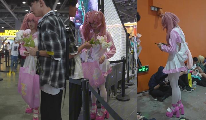【展会抄底】颜值嫩妹,公主泡泡裙,白丝无内这么开放的吗,龟男有的爽了