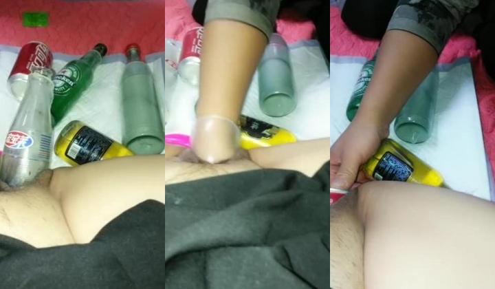 没别的就是逼大你随便捅，各种瓶瓶罐罐你就看着往里塞，看着有点恐逼啊，最后直接把手塞进去玩拳交，厉