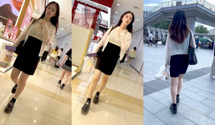 【KFC】白领少妇下班买奶茶回家工作短裙下穿着粉色骚窄内