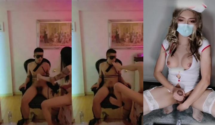 美腿爆乳TS男娘白小柒，自慰 露脸舔狗各种舔后啪啪，长大嘴巴爽的很夸张