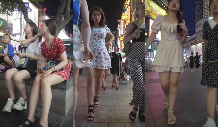 【BC无内系列】 步行街 小吃街抄底 蕾丝短裙少妇不穿内裤逛街买小吃 逼毛又黑又浓 还有多位美女