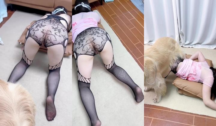 天花板级猎奇系列【香香公主和她的爱犬】性感美女被狗狗内射，这TM真实好逼都让狗肏了！这下彻底变成