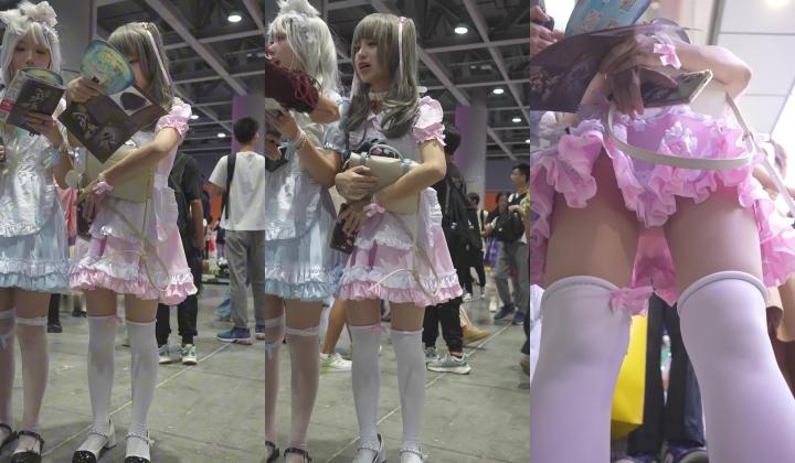 【展会抄底】颜值嫩妹,肉丝白内还可以,玉足特写,似乎被发现了,腿夹得好紧