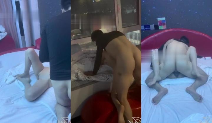 花道情趣酒店给老婆刮B毛狂舔涂上奶油的无毛鲍鱼后情趣椅上狠狠操