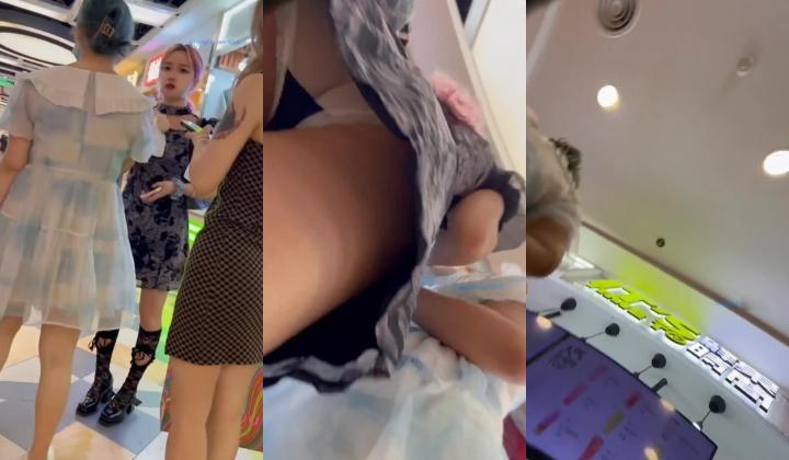 商城跟随偷窥逛街的漂亮美女 三闺蜜一起抄了 还是眼镜妹子最骚 透明内内逼毛清晰可见
