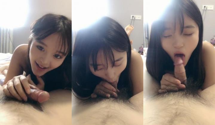 超大眼萌妹子露脸卖力口交裹屌无套插入无毛逼逼后入蜜桃臀，特写粉穴