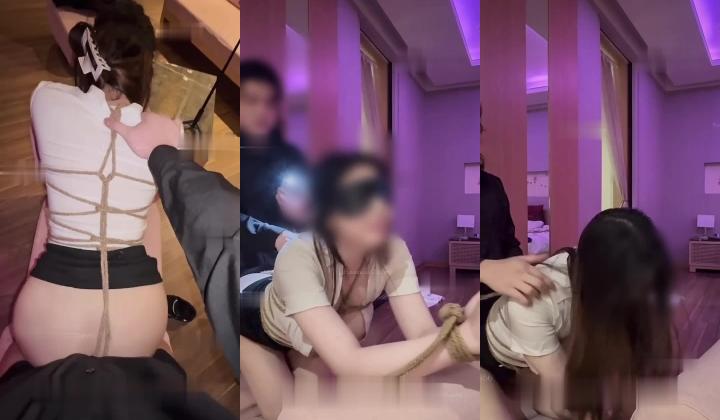 专攻高颜值网红台湾泡良大神「郑原创」FO私拍，把极品OL母狗捆起来不能动，强行后入，真的好耐操