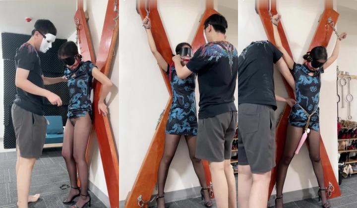 母狗训练营，国产调教大神【bondagexiaolu】第六部，美模涵涵，X架筋膜枪炮机兴奋测试