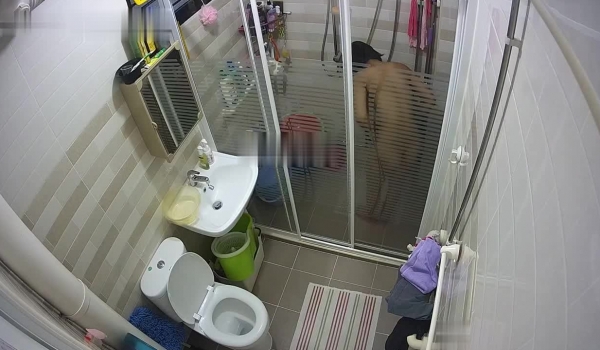 黑客破解家庭监控摄像头偷拍 卫生间丰满女主与佣人洗澡上厕所