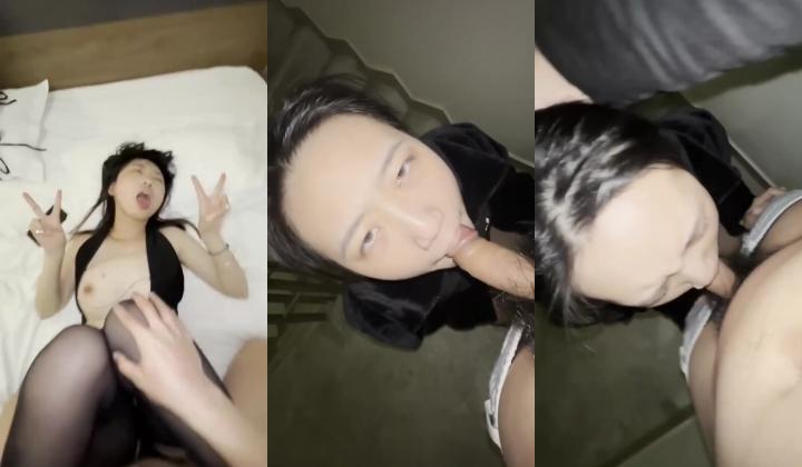 极品反差婊：楼道内激情深喉口交，酒店床上被疯狂无套猛艹，艹得她爽得吐舌头翻白眼！