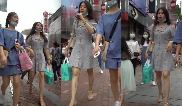 YC248美女捂着裙子上楼梯！前后CD半透明内！