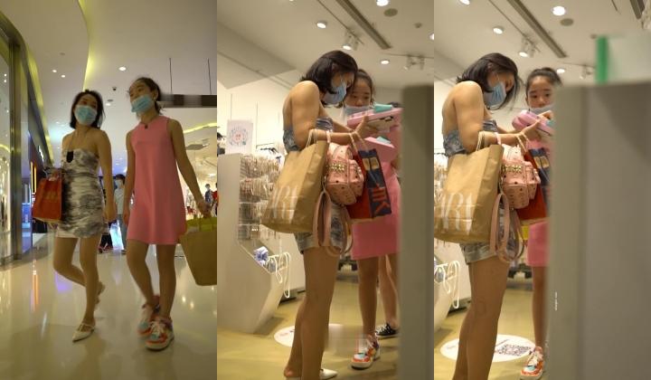 【YZWCD】YC408买衣服的包臀裙少妇，骚丁露毛毛超多！
