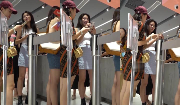 【YZWCD】YC213逛美妆店的小姐姐包臀裙配深红色窄内！