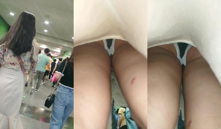 猥琐男跟随极品口罩女上下镜头抄底及抄到极品奶头+极品靓妹（蕾边、翅膀、紫内内）