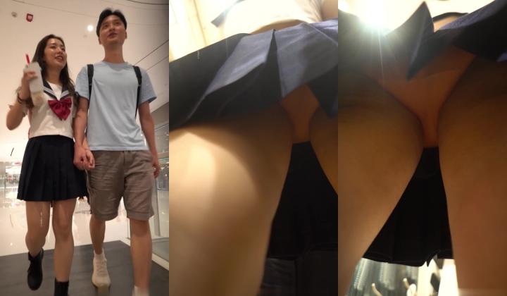 【YZWCD】YC167经典jk制服美女！清纯粉内透心凉抄底！