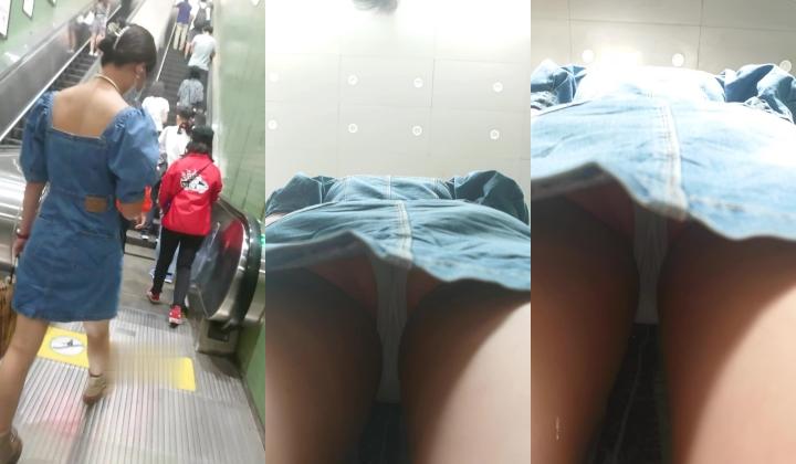 地铁站一路跟踪抄底多位美女少妇 好奇她们下面都穿着什么样的内内
