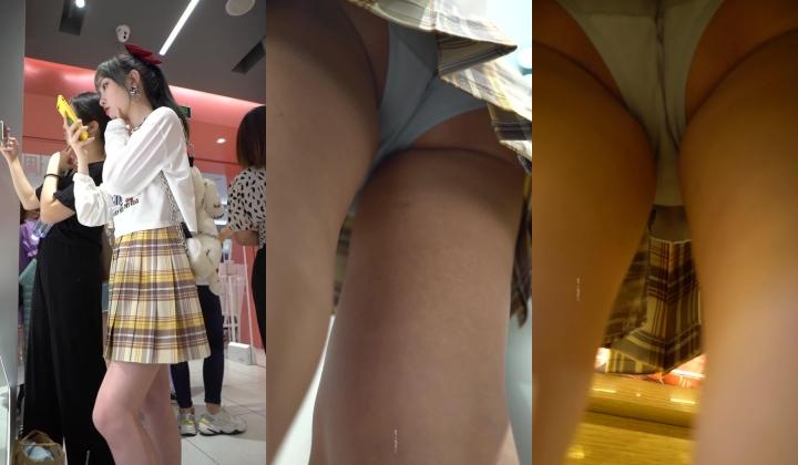 【精选 ️CD】4K超清抄底商城三位年轻貌美MM 其中一位黑裙高冷美女！蓝色水果内内很是反差